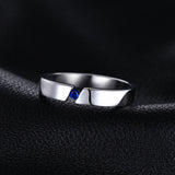 JewelryPalace Classic 0.04ct Created Blue Sapphire Wedding Bands Rings Genuine 925 Sterling Silver Fine Jewelry Gift For Lovers