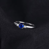 JewelryPalace Classic 0.5ct Round Created Sapphire 3 Stones Engagement Promise Ring 925 Sterling Silver Fashion Rings For Women