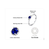 JewelryPalace Classic 0.5ct Round Created Sapphire 3 Stones Engagement Promise Ring 925 Sterling Silver Fashion Rings For Women