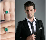 JewelryPalace Classic Fashion 2.34ct Emerald Wedding Ring For Mens Set Genuine 925 Solid Sterling Sliver Fine Jewelry