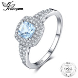 JewelryPalace Cushion Cut 0.9ct Natural Aquamarine Halo Engagement Ring 925 Sterling Silver Jewelry Engagement Rings For Women