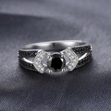 JewelryPalace Elegant 0.8ct Natural Black Spinel Wedding Bands Rings For Women Genuine 925 Sterling Silver Statement Jewelry