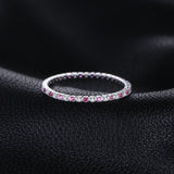 JewelryPalace Exquisite Round Created Ruby Wedding Band Ring For Women Pure 925 Sterling Silver Fine Jewelry Party Accessories