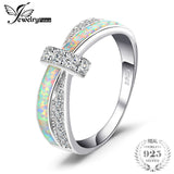 JewelryPalace Fashion Created Opal Crossover Band Ring 925 Sterling Silver gift for girlfriend birthday present hot selling