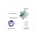 JewelryPalace Flower 4ct Multicolor Natural Sky Blue Topaz Amethyst Peridot Chrome Diopside Cocktail Ring 925 Sterling Silver