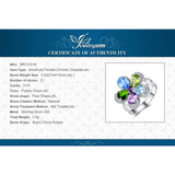 JewelryPalace Flower 4ct Multicolor Natural Sky Blue Topaz Amethyst Peridot Chrome Diopside Cocktail Ring 925 Sterling Silver