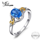 JewelryPalace Love Heart Knot 1.5ct  Natural Blue Topaz Real Diamond Accented 925 Sterling Silver 18K Yellow Gold Ring For Women