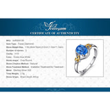 JewelryPalace Love Heart Knot 1.5ct  Natural Blue Topaz Real Diamond Accented 925 Sterling Silver 18K Yellow Gold Ring For Women