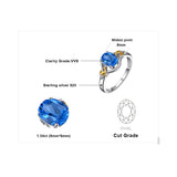 JewelryPalace Love Heart Knot 1.5ct  Natural Blue Topaz Real Diamond Accented 925 Sterling Silver 18K Yellow Gold Ring For Women