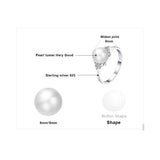 JewelryPalace Luxury 8mm*8mm Freshwater Cultured Pearl Engagement and Wedding Ring 925 Sterling Silver Fine Jewelry For Women