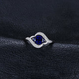 JewelryPalace Oval 1.1ct Created Blue Sapphire Statement Ring 925 Sterling Silver Fashion Luxury Wedding Party Jewelry For Women