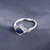 JewelryPalace Oval 1.1ct Created Blue Sapphire Statement Ring 925 Sterling Silver Fashion Luxury Wedding Party Jewelry For Women