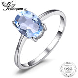 JewelryPalace Oval 1.5ct Natural Sky Blue Topaz Birthstone Solitaire Ring 925 Sterling Silver Fine Jewelry For Women On Sale