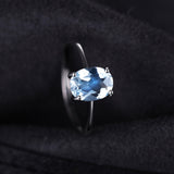 JewelryPalace Oval 1.5ct Natural Sky Blue Topaz Birthstone Solitaire Ring 925 Sterling Silver Fine Jewelry For Women On Sale