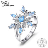 JewelryPalace Promotion 0.8ct Snowflake Genuine Blue Topaz Ring Solid 925 Sterling Silver Fine Jewelry Fashion Gift For Women