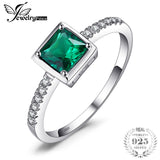 JewelryPalace Square 0.5ct Green Created Emerald Solitaire Ring Solid 925 Sterling-Silver-Jewelry Engagement Ring For Women Gift