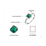 JewelryPalace Square 0.5ct Green Created Emerald Solitaire Ring Solid 925 Sterling-Silver-Jewelry Engagement Ring For Women Gift