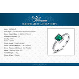 JewelryPalace Square 0.5ct Green Created Emerald Solitaire Ring Solid 925 Sterling-Silver-Jewelry Engagement Ring For Women Gift