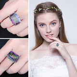 Jewelrypalae Gem Stone 23ct Genuine Rainbow Fire Mystic Topaz Ring Pure Solid 925 Sterling Silver UNIQUE Fashion Size 6 7 8 9