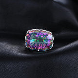 Jewelrypalae Gem Stone 23ct Genuine Rainbow Fire Mystic Topaz Ring Pure Solid 925 Sterling Silver UNIQUE Fashion Size 6 7 8 9