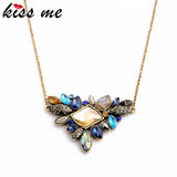 KISS ME Exquisite Rhinestone Pendant Necklace 2016 Wholesale Newest Fashion Thin Chain Collar Necklace Jewelry