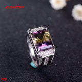 KJJEAXCMY Fine jewelry Fine  Amethyst crystal Unisex style ring 925 sterling silver  white gold ring