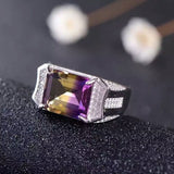 KJJEAXCMY Fine jewelry Fine  Amethyst crystal Unisex style ring 925 sterling silver  white gold ring