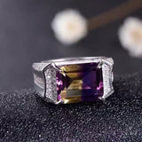 KJJEAXCMY Fine jewelry Fine  Amethyst crystal Unisex style ring 925 sterling silver  white gold ring