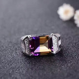 KJJEAXCMY Fine jewelry Fine  Amethyst crystal Unisex style ring 925 sterling silver  white gold ring