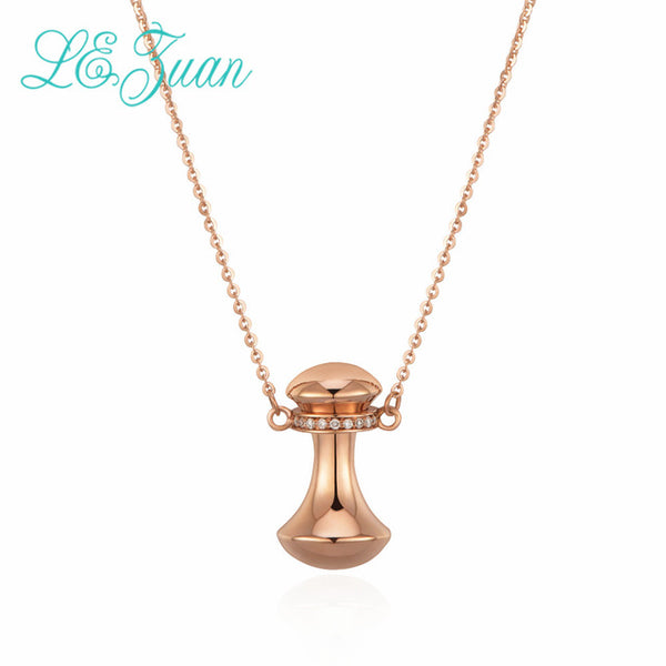 L&zuan 18K Rose Gold Pendant for Women Natural Diamonds Necklace With Luxury 18K Chains Female Anniversary Fine Jewelry Gift