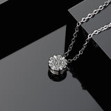 L&zuan White Gold 18K Women Pendants Natural Diamonds Paved Round Necklace With 925 Sterling Silver Chains Luxury Fine Jewelry