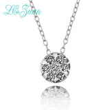 L&zuan White Gold 18K Women Pendants Natural Diamonds Paved Round Necklace With 925 Sterling Silver Chains Luxury Fine Jewelry