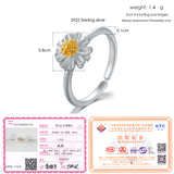 LAMOON 2017 New Handmade Chrysanthemum Flower Shape Real 925-sterling-silver Adjustable Rings Fine Jewelry for Women LMRY007