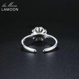 LAMOON 2017 New Handmade Chrysanthemum Flower Shape Real 925-sterling-silver Adjustable Rings Fine Jewelry for Women LMRY007