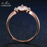 LAMOON Bear's Paw 5mm 100% Natural Pink Rose Quartz Adjustable Ring 925-Sterling-Silver Fine Jewelry for Women Wedding RI027-2