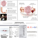 LAMOON Rose Flower 9mm 100% Natural Pink Rose Quartz Adjustable Ring 925 Sterling Silver Jewelry for Women Wedding LMRI025