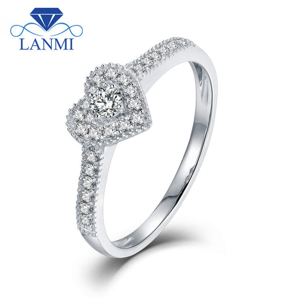 LANMI Heart Shape Real Bling Diamond Wedding Rings Solid 18K White Gold Trendy Jewelry For Women Anniversary