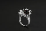 LARGERLOF Real 925 Silver Jewelry Natural Amber Ring Handmade Fine Jewelry Vintage Rings  JZ3055