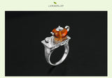 LARGERLOF Real 925 Silver Jewelry Natural Amber Ring Handmade Fine Jewelry Vintage Rings  JZ3055