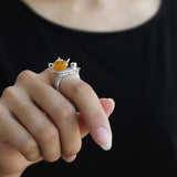 LARGERLOF Real 925 Silver Jewelry Natural Amber Ring Handmade Fine Jewelry Vintage Rings  JZ3055