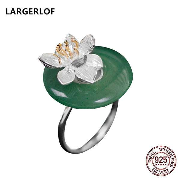 LARGERLOF Real 925 Sterling Silver Rings Fashion 925 silver Jewelry Flower Rings Women JZ3054