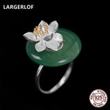 LARGERLOF Real 925 Sterling Silver Rings Fashion 925 silver Jewelry Flower Rings Women JZ3054