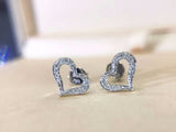 LASAMERO 0.086CTW Heart Shape Natural Diamond Round Cut Cluster Earrings 18K White Gold Stud Earrings Fine Jewelry Earring Studs