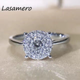 LASAMERO 0.087CT Round Cut Certified Natural Diamond Ring Accents 18k Gold Natural Diamond Engagement Wedding Ring For Women