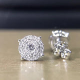 LASAMERO 0.1 CTW Round Cut Natural Diamond Cluster Earrings 18K White Gold Diamond Halo Stud Earrings Fine Jewelry Earring Studs