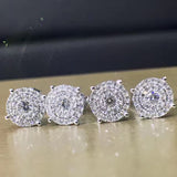 LASAMERO 0.1 CTW Round Cut Natural Diamond Cluster Earrings 18K White Gold Diamond Halo Stud Earrings Fine Jewelry Earring Studs