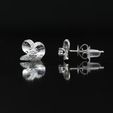 LASAMERO 0.11CTW Round Cut Natural Diamond Center Earrings 18K White Gold Diamond Stud Earrings Fine Jewelry Earring Studs