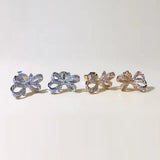 LASAMERO 0.132 CTW Flower Natural Diamond Bow Earrings 18K White Gold Diamond Stud Earrings Fine Jewelry Studs Earring