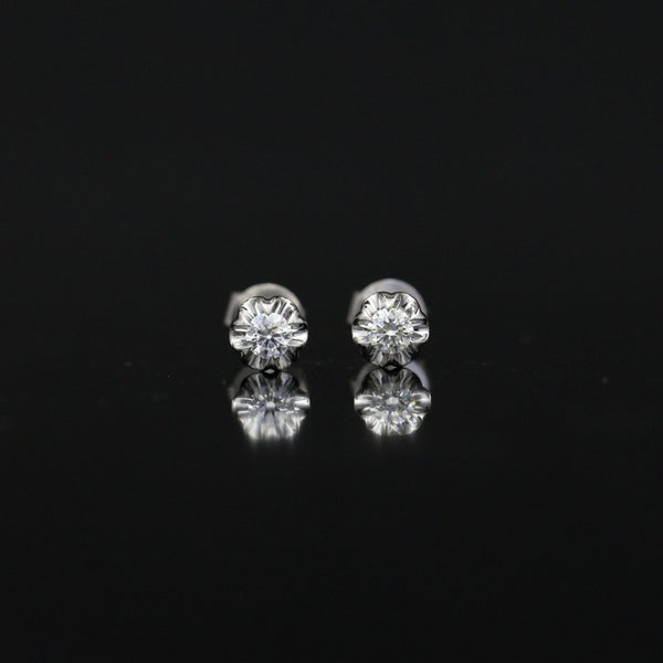 LASAMERO 0.17CT Round Cut Natural Diamond Cluster Earrings 18K Gold Diamond Halo Stud Earrings Fine Jewelry Earring Studs