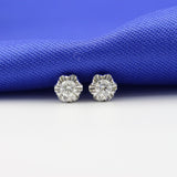 LASAMERO 0.17CT Round Cut Natural Diamond Cluster Earrings 18K Gold Diamond Halo Stud Earrings Fine Jewelry Earring Studs